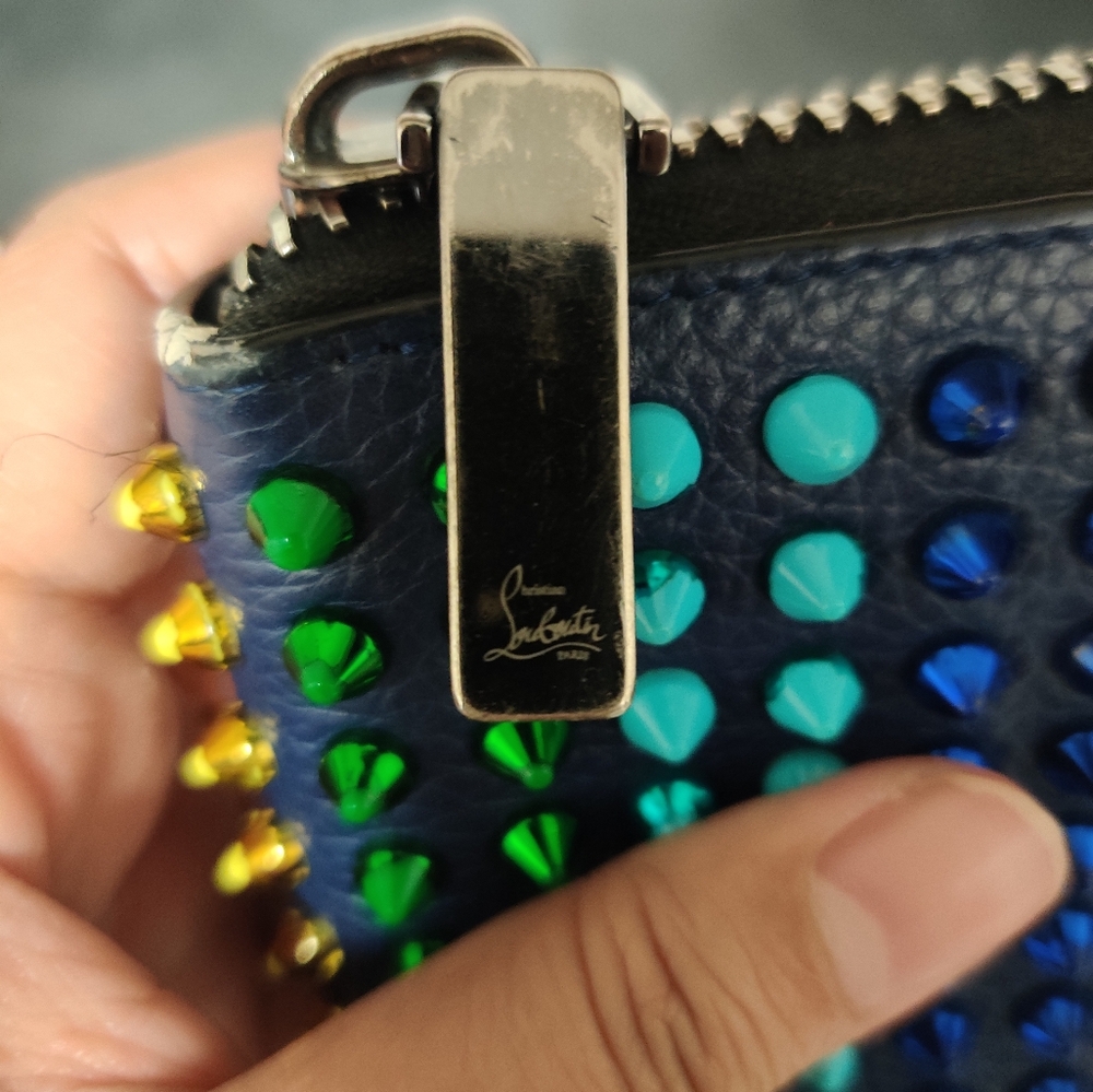 Christian Louboutin blue spiked zippy wallet - Picture 8 of 14